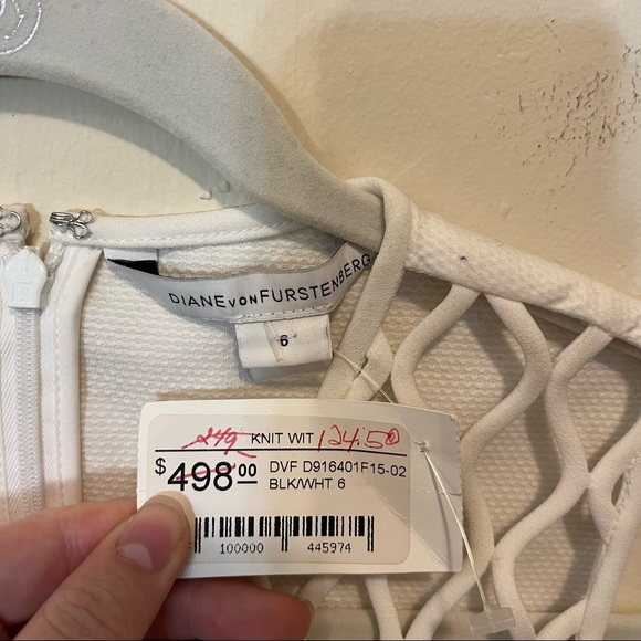 NWT Diane von Furstenberg Leonora Netted Two-Tone Dress Lattice Mesh Overlay - Picture 7 of 9